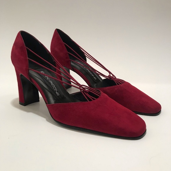 Evan Picone Shoes - Evan-Picone Burgundy Suede Leather Heels